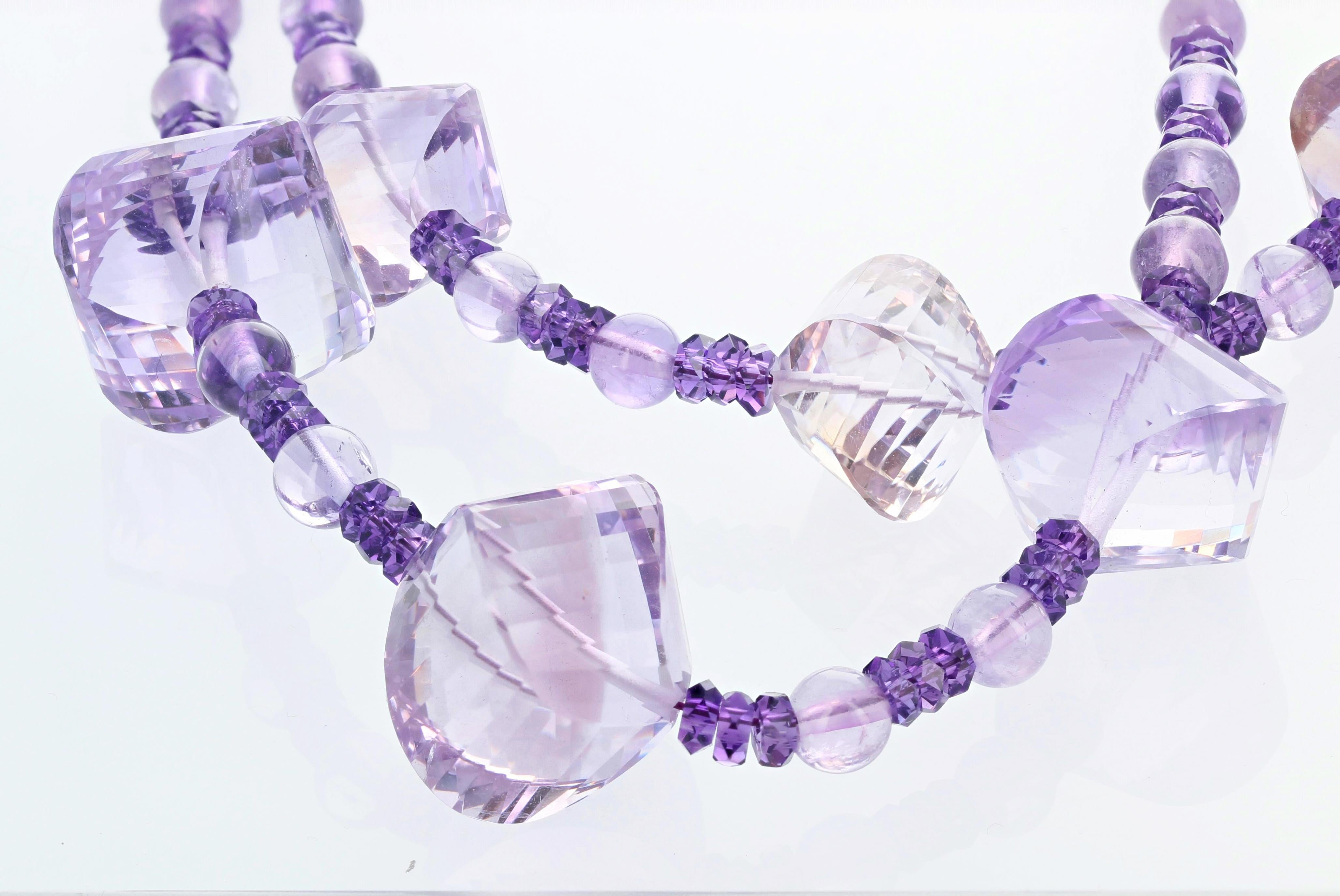 AJD Gorgeous Amethyst & Rose of France Amethyst Double Strand Campaign Necklace For Sale 4
