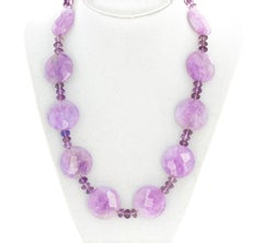 AJD Sophisticated Rondel Amethyst & Rose of France Coins Fun Necklace