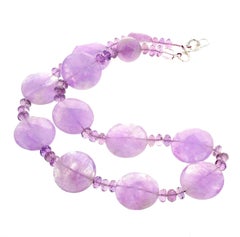 AJD Sophisticated Rondel Amethyst & Rose of France Coins Fun Necklace