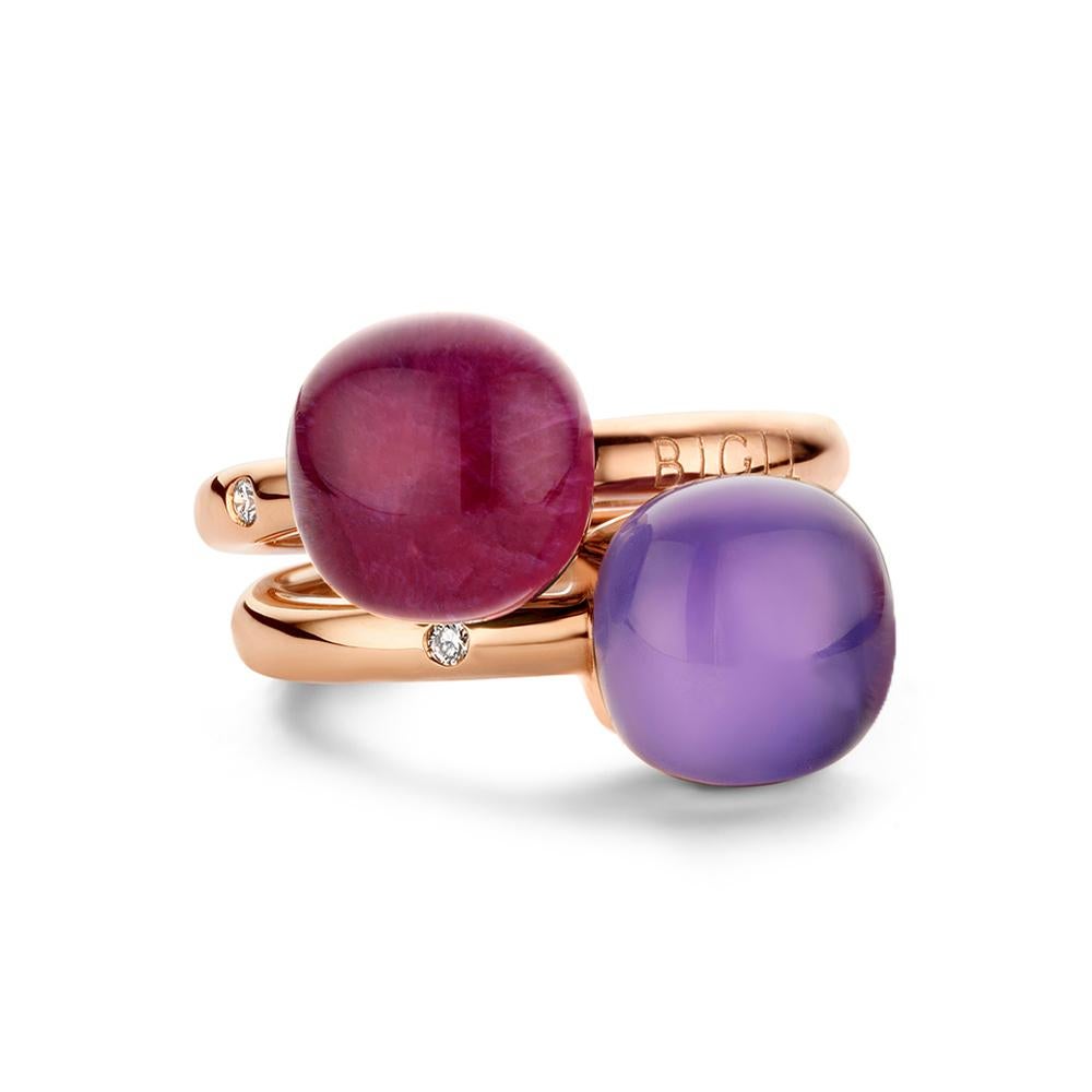 For Sale:  Amethyst and Ruby Ring in 18kt Rose Gold by BIGLI 3