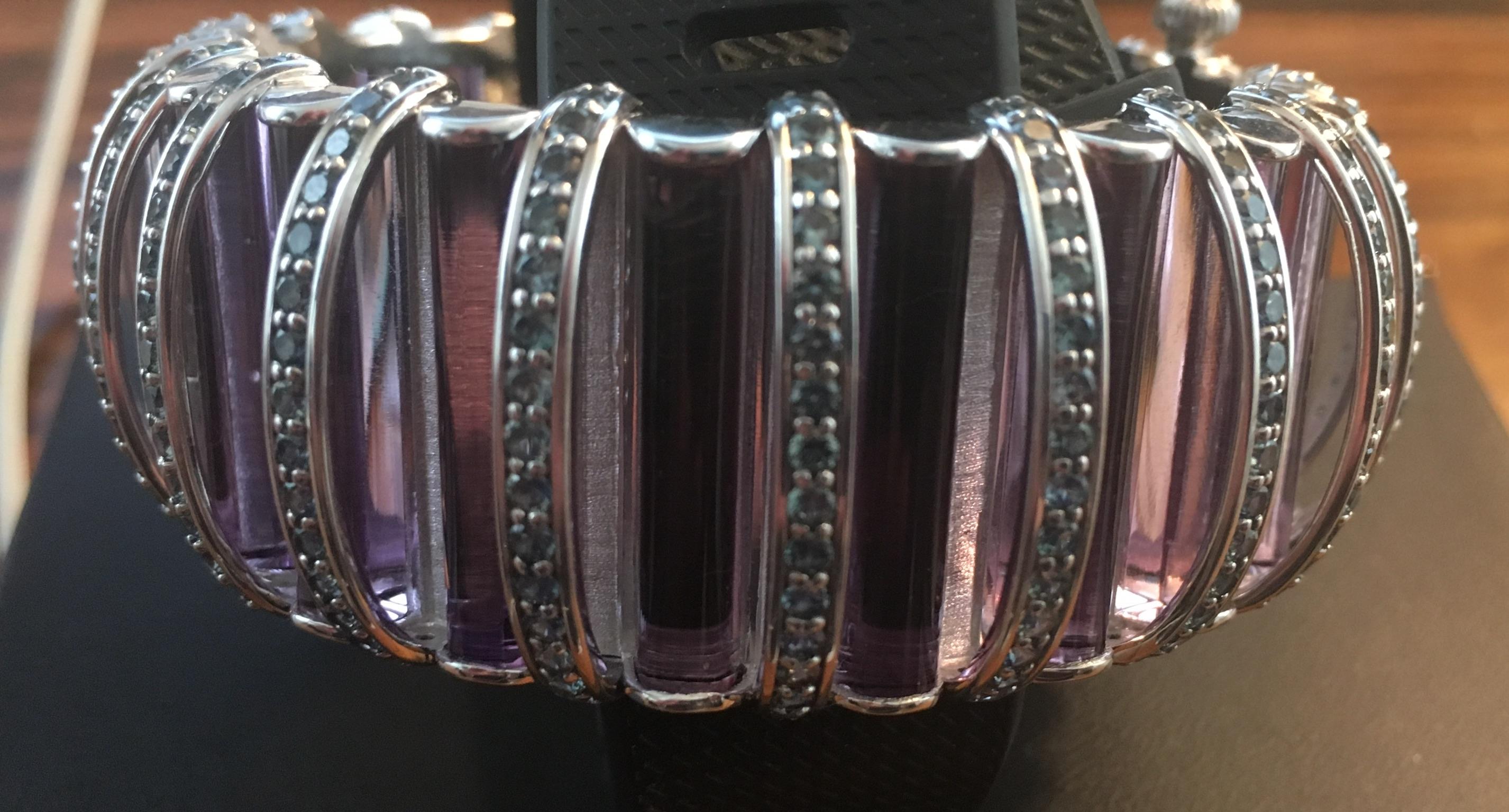 Women's or Men's Amethyst and Sapphire Bracelet For Sale