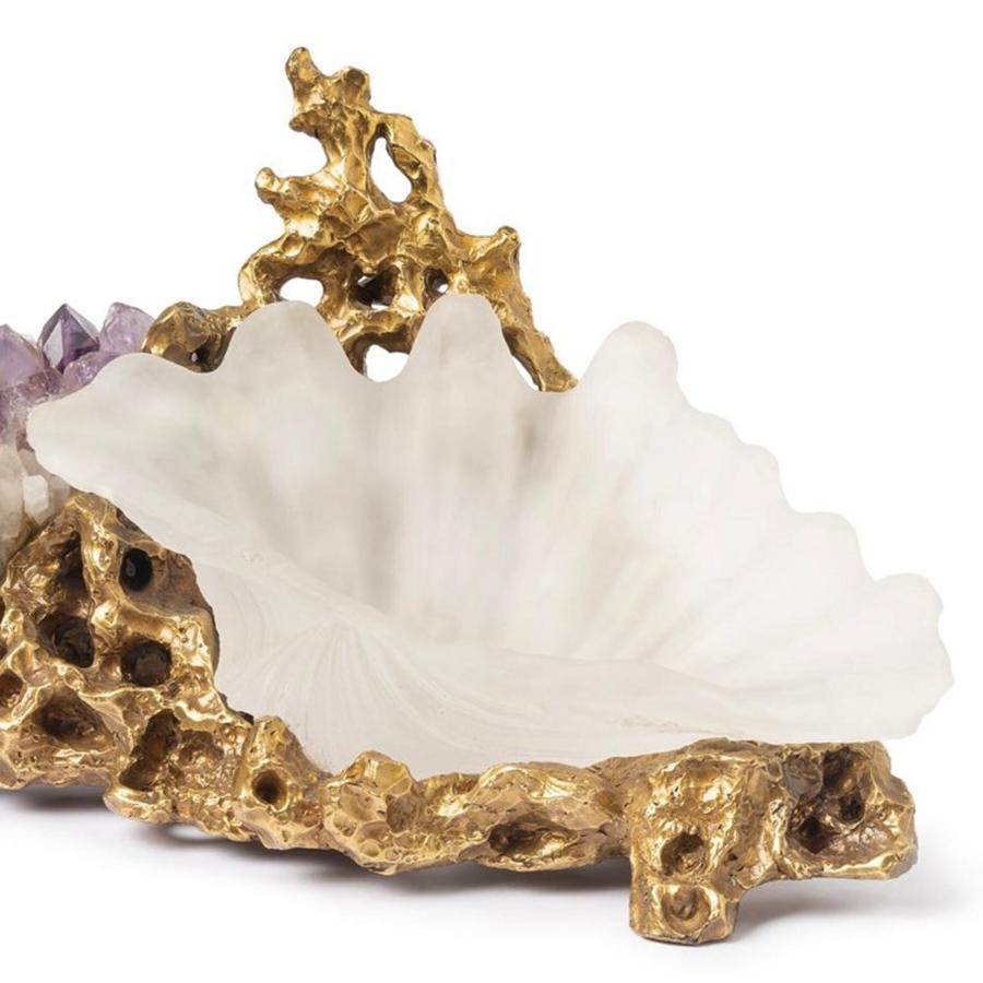 Intagliato Scultura di ametista e conchiglia in vendita