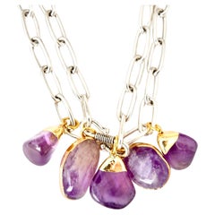 Amethyst and silver links necklace