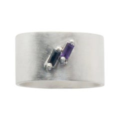 Amethyst and Spinel sterling silver Wide Ring