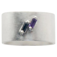 Amethyst and Spinel sterling silver Wide Ring  size 5.5