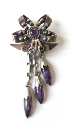 Amethyst und Sterling Taxco Silber Brosche Februar Birthstone 1945