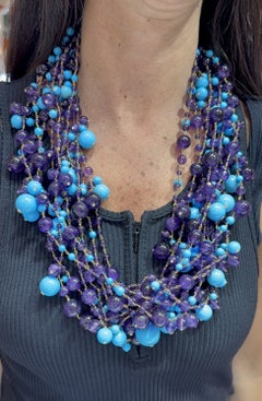 Amethyst and Turquoise Bead Necklace