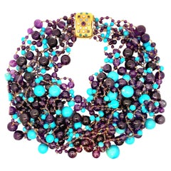 Amethyst and Turquoise Bead Necklace