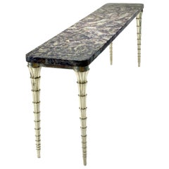 Amethyst and White Bronze Clad Cornet Table Handcrafted in India by Paul Mathieu