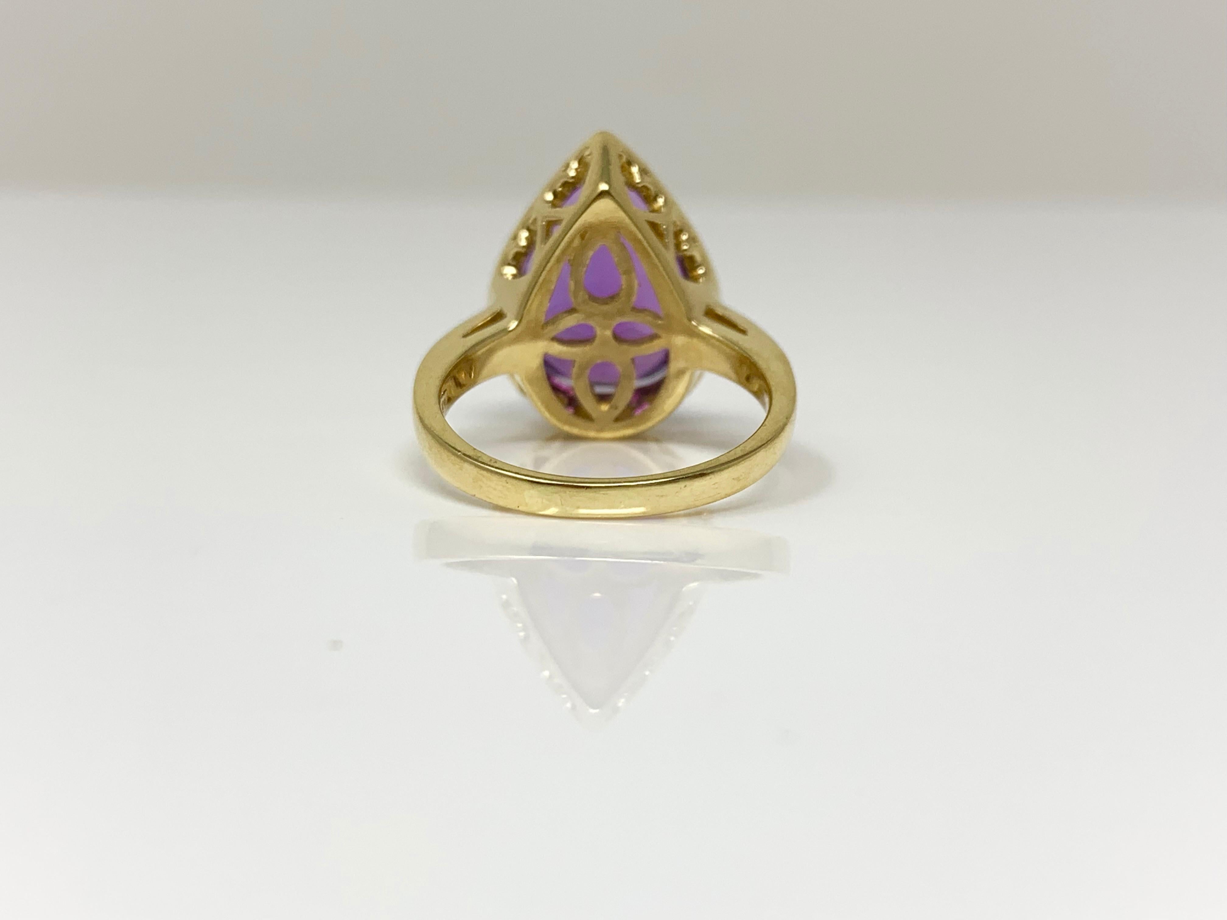 Amethyst and White Diamond Ring in Yellow Gold For Sale 2
