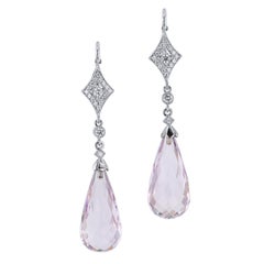23.80 Carats of Amethyst Briolettes Pave Diamonds in 18 kt White Gold Earrings