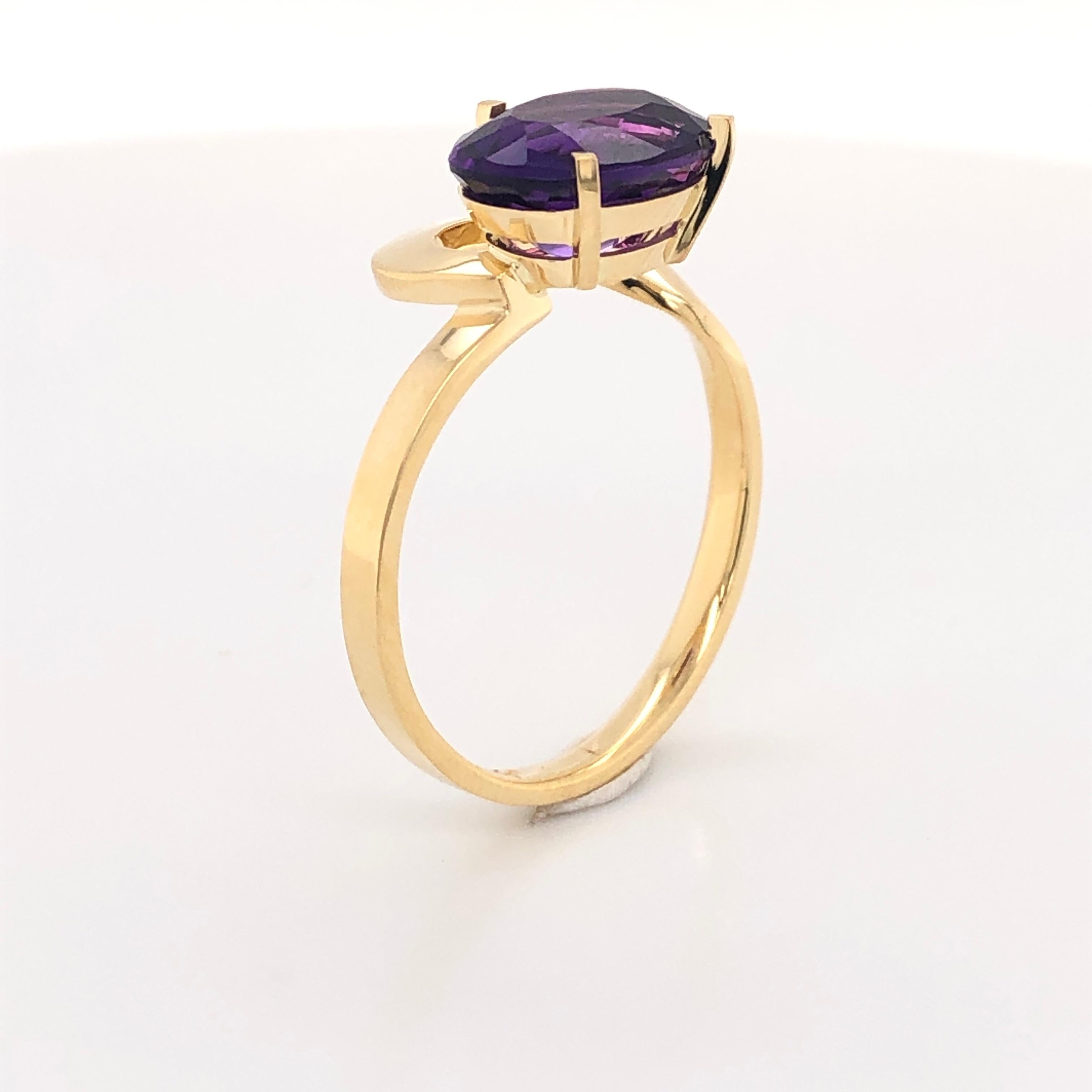 Amethyst and Yellow Gold 18k Ring (A13459n) In New Condition For Sale In Teófilo Otoni, MG