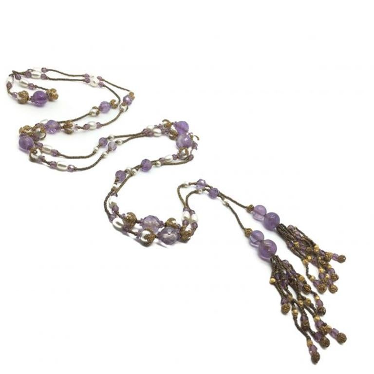 Amethyst Antique Sautoir Necklace 1920s For Sale 1