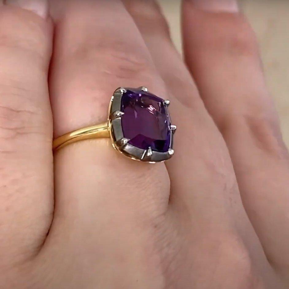 Bague en or jaune 18 carats, améthyste (environ 3,40 carats) noircie Pour femmes en vente