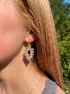 Amethyst, Aquamarine and 18kt Gold Earrings by Lauren Harper