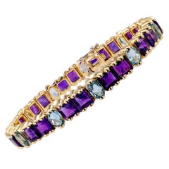 Vintage Amethyst Aquamarine Gold Bracelet