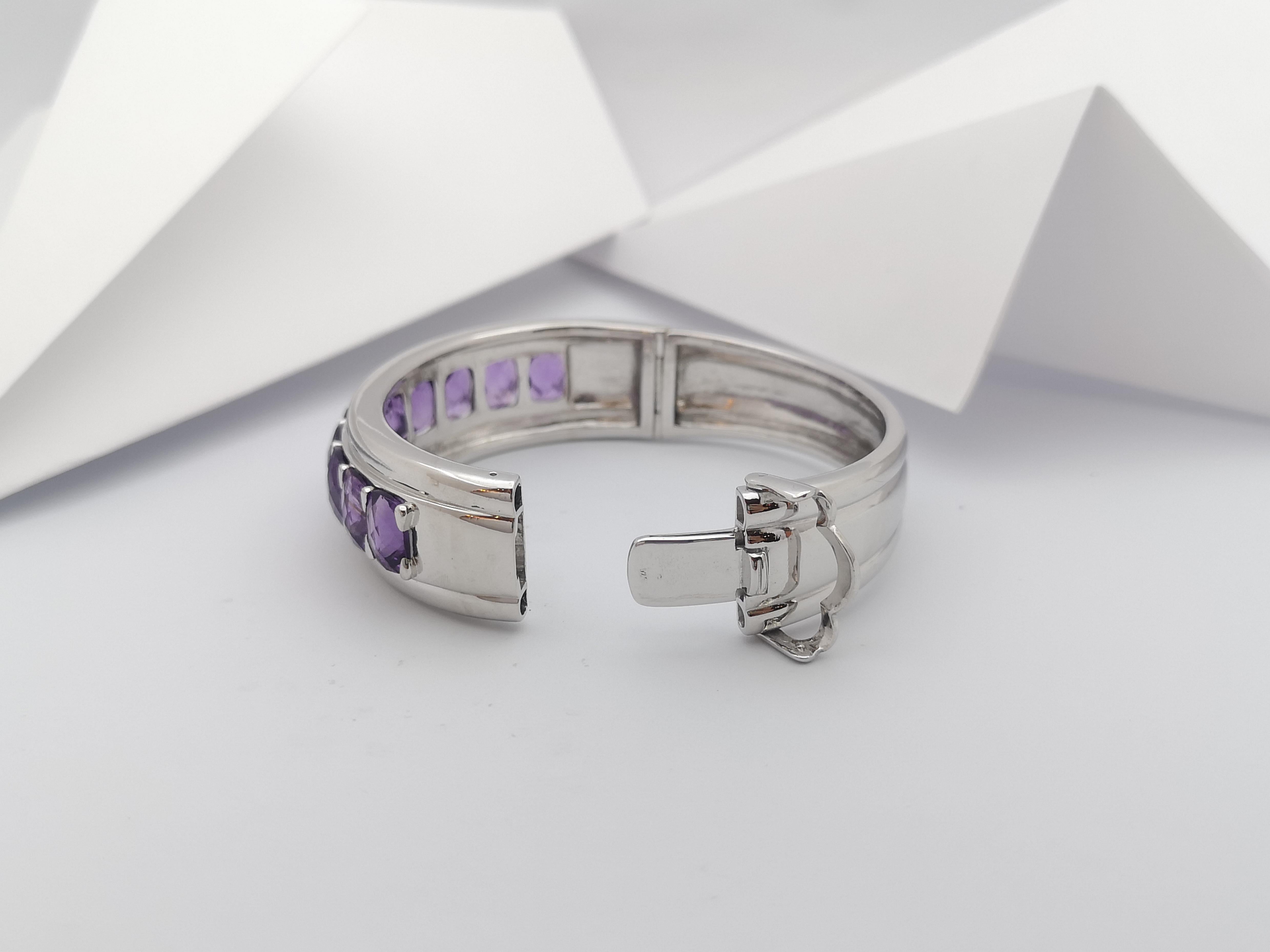 Amethyst Bangle set in Silver Settings For Sale 5