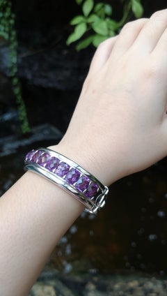 Amethyst Bangle set in Silver Settings