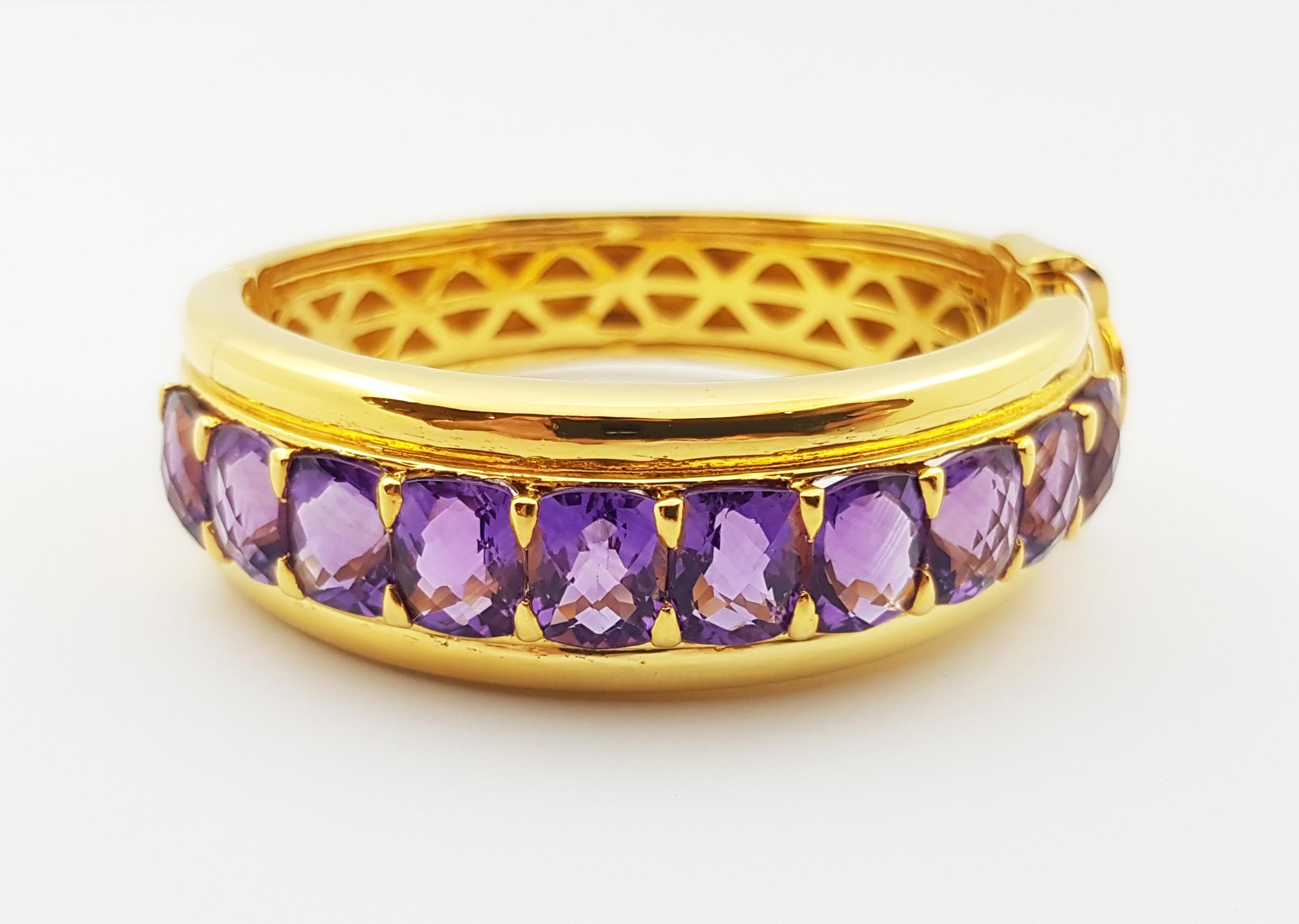 Amethyst  Bangle set in Silver Settings In New Condition For Sale In Dusit, 10