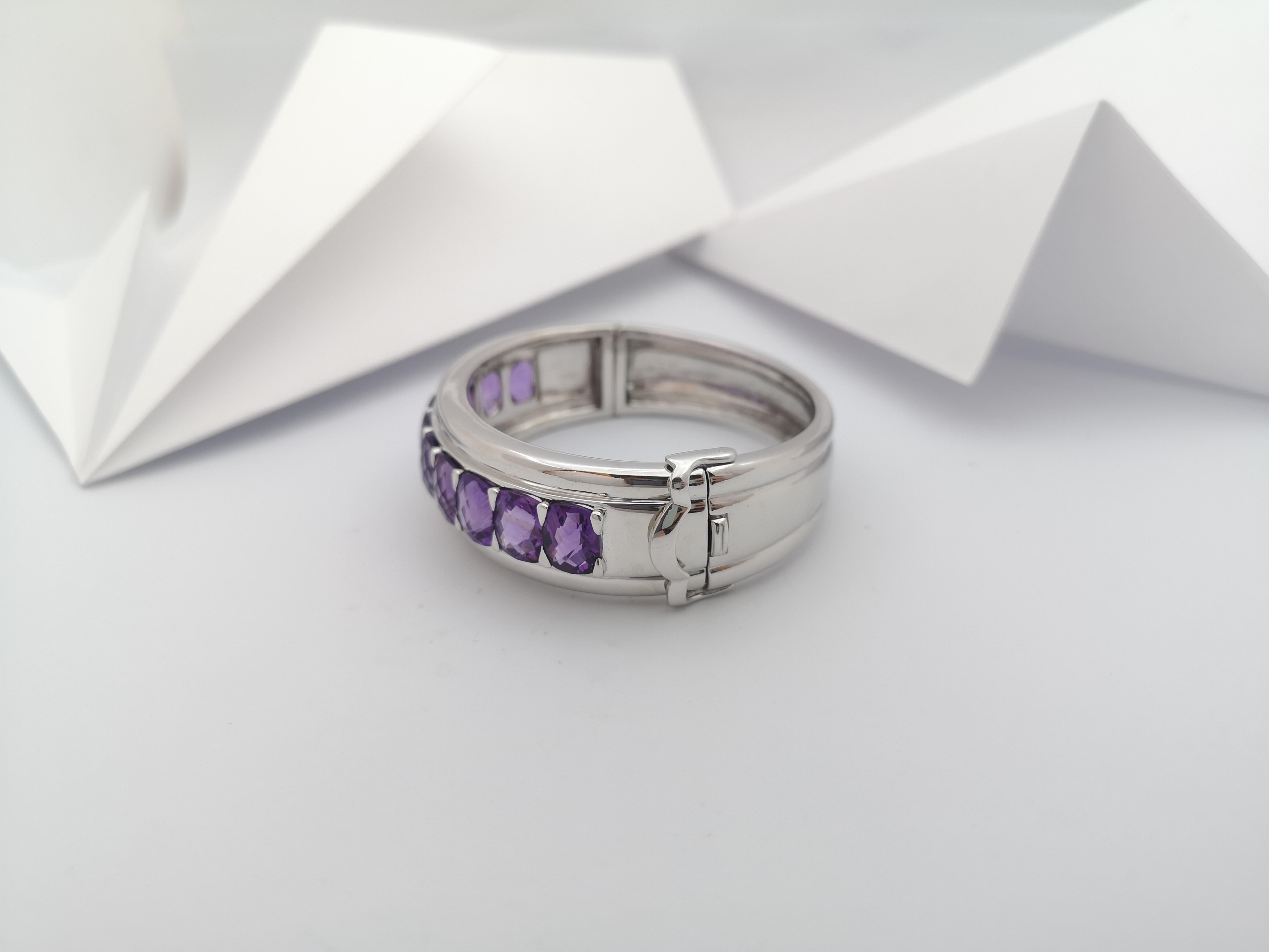 Amethyst Bangle set in Silver Settings For Sale 1