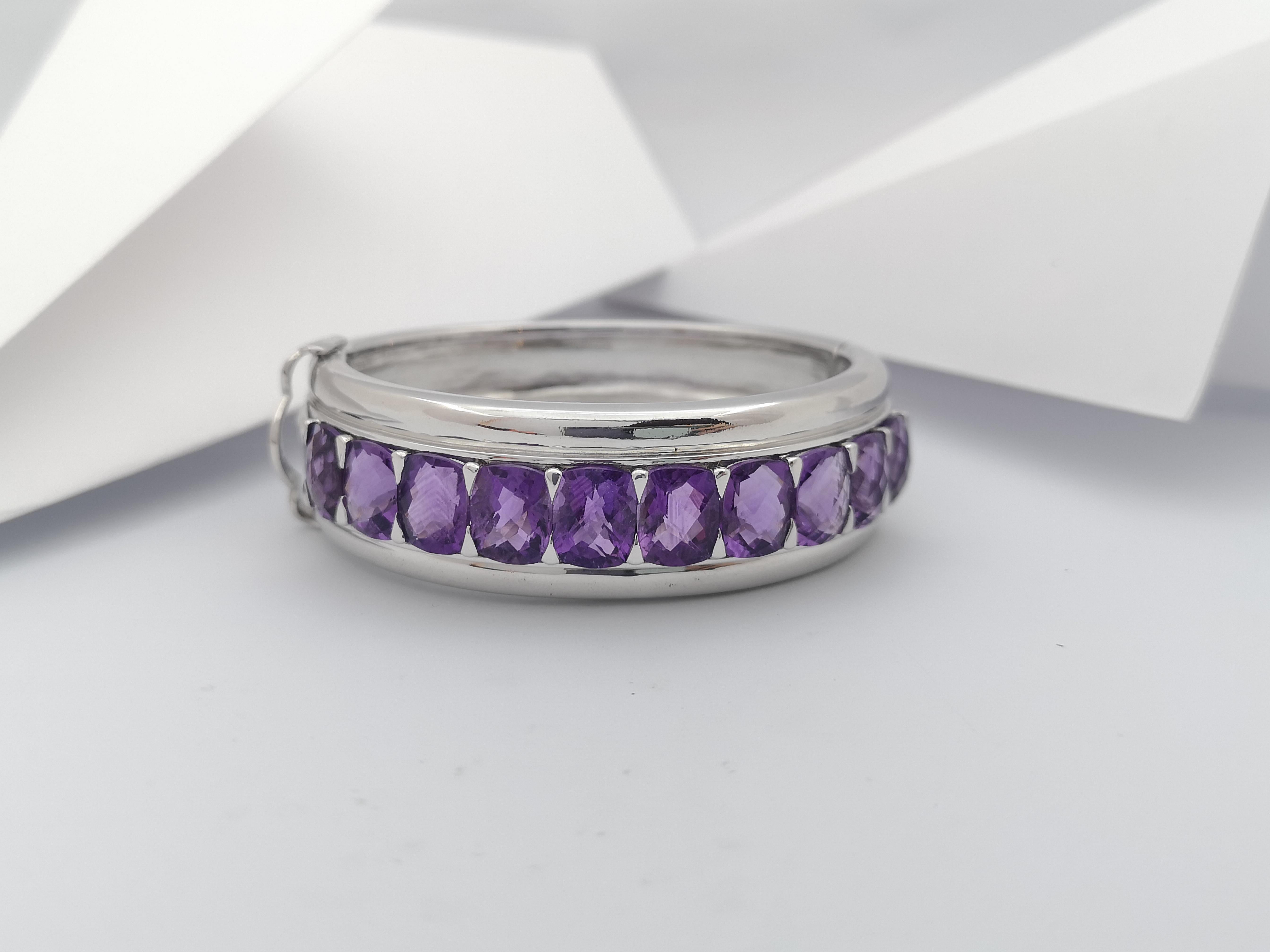 Amethyst Bangle set in Silver Settings For Sale 2