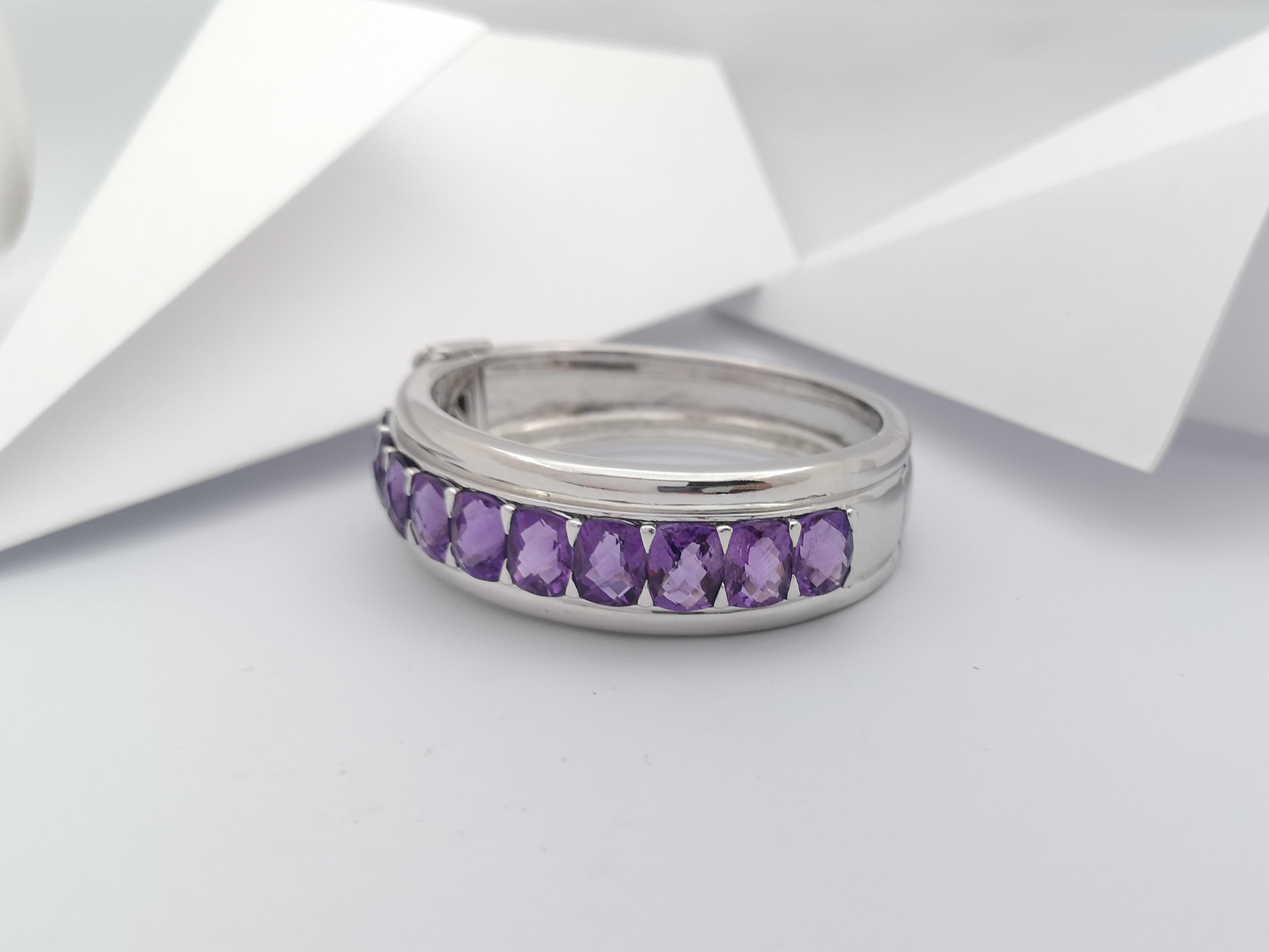Amethyst Bangle set in Silver Settings For Sale 3
