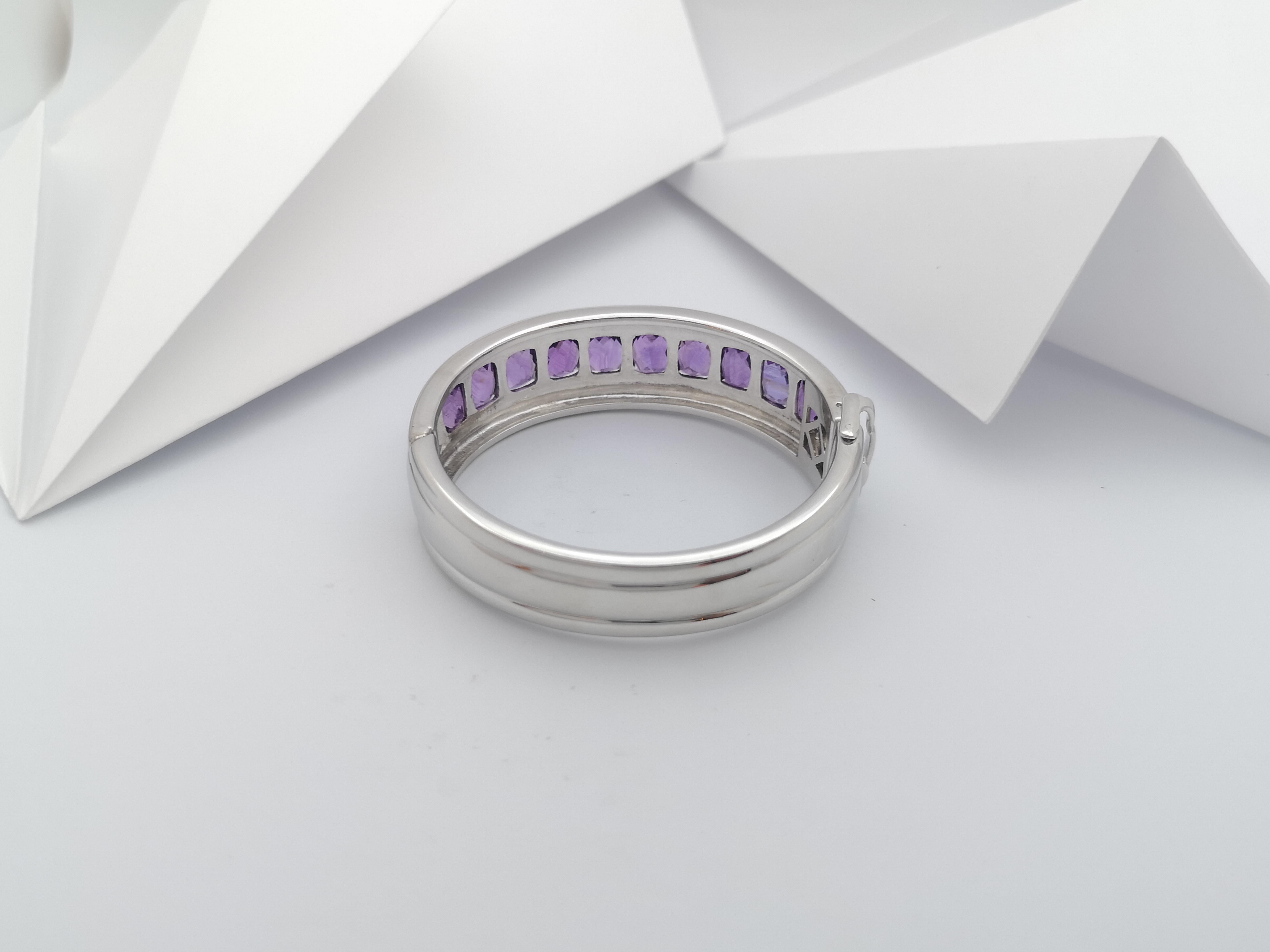 Amethyst Bangle set in Silver Settings For Sale 4