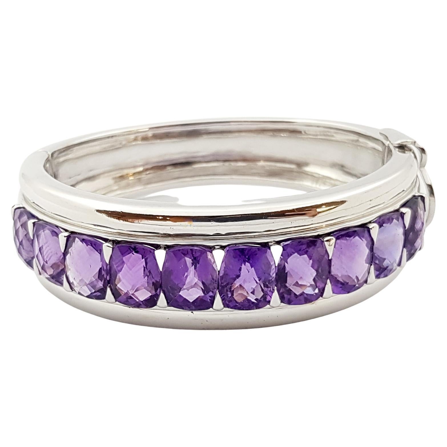 Amethyst Bangle set in Silver Settings For Sale