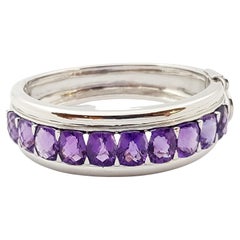 Amethyst Bangle set in Silver Settings