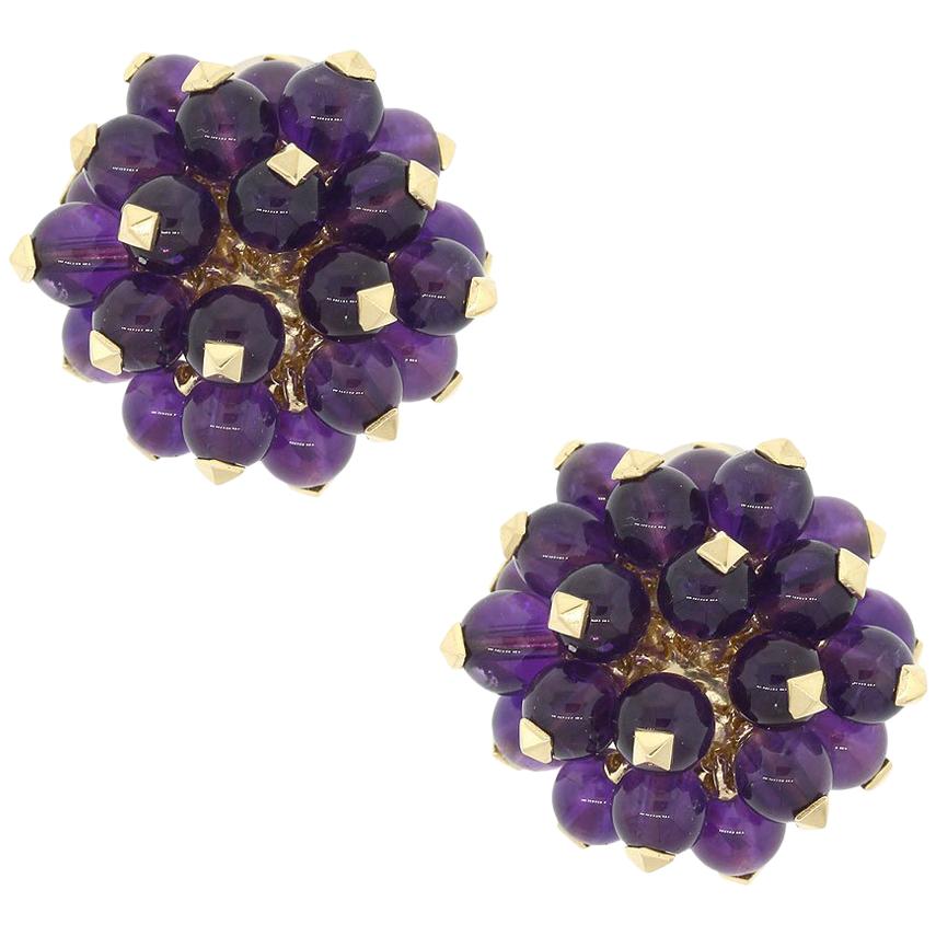 Peggy Stephaich Guinness Amethyst Apatite Gold Cluster Earrings For ...