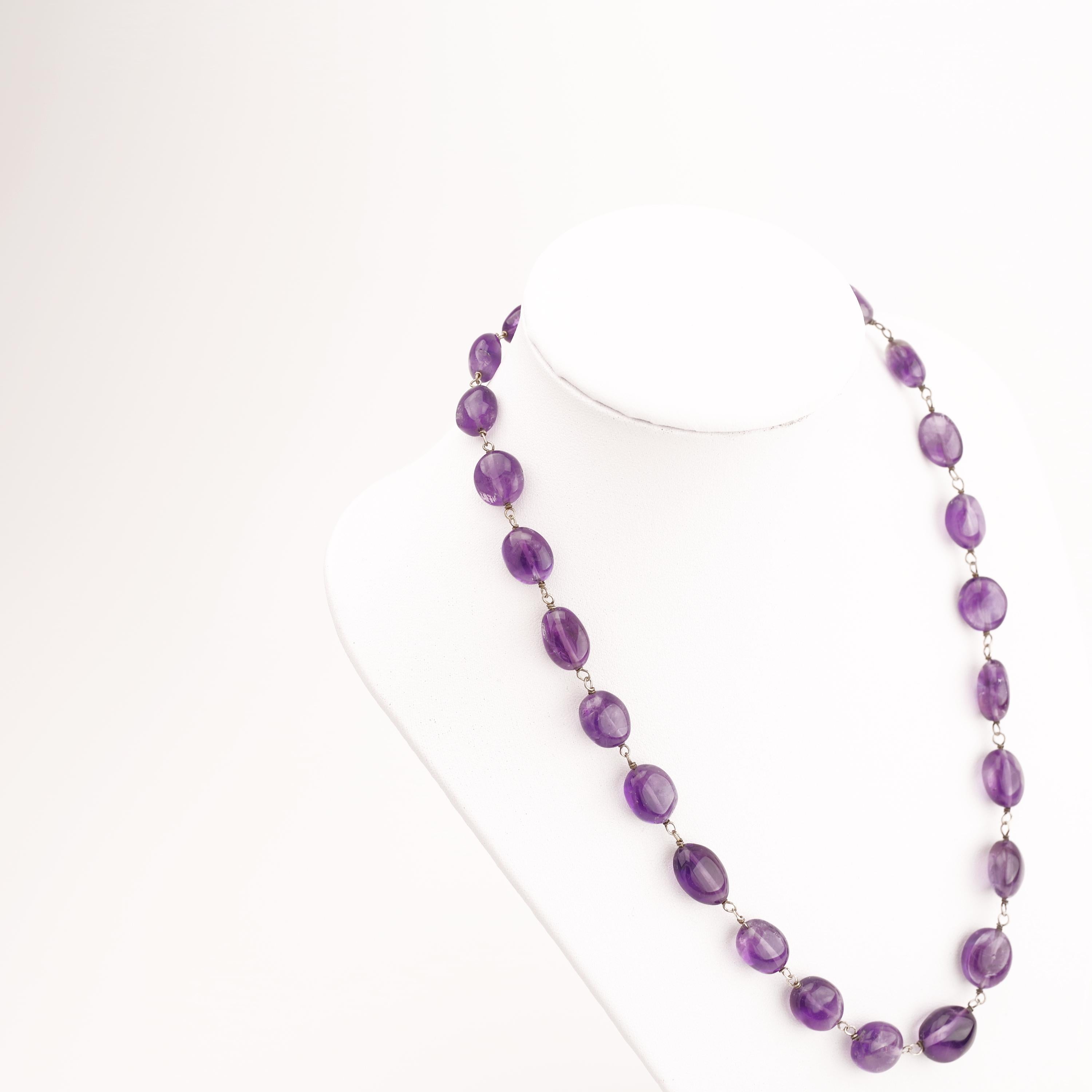 Amethyst Bead Necklace Arts & Crafts Era 6