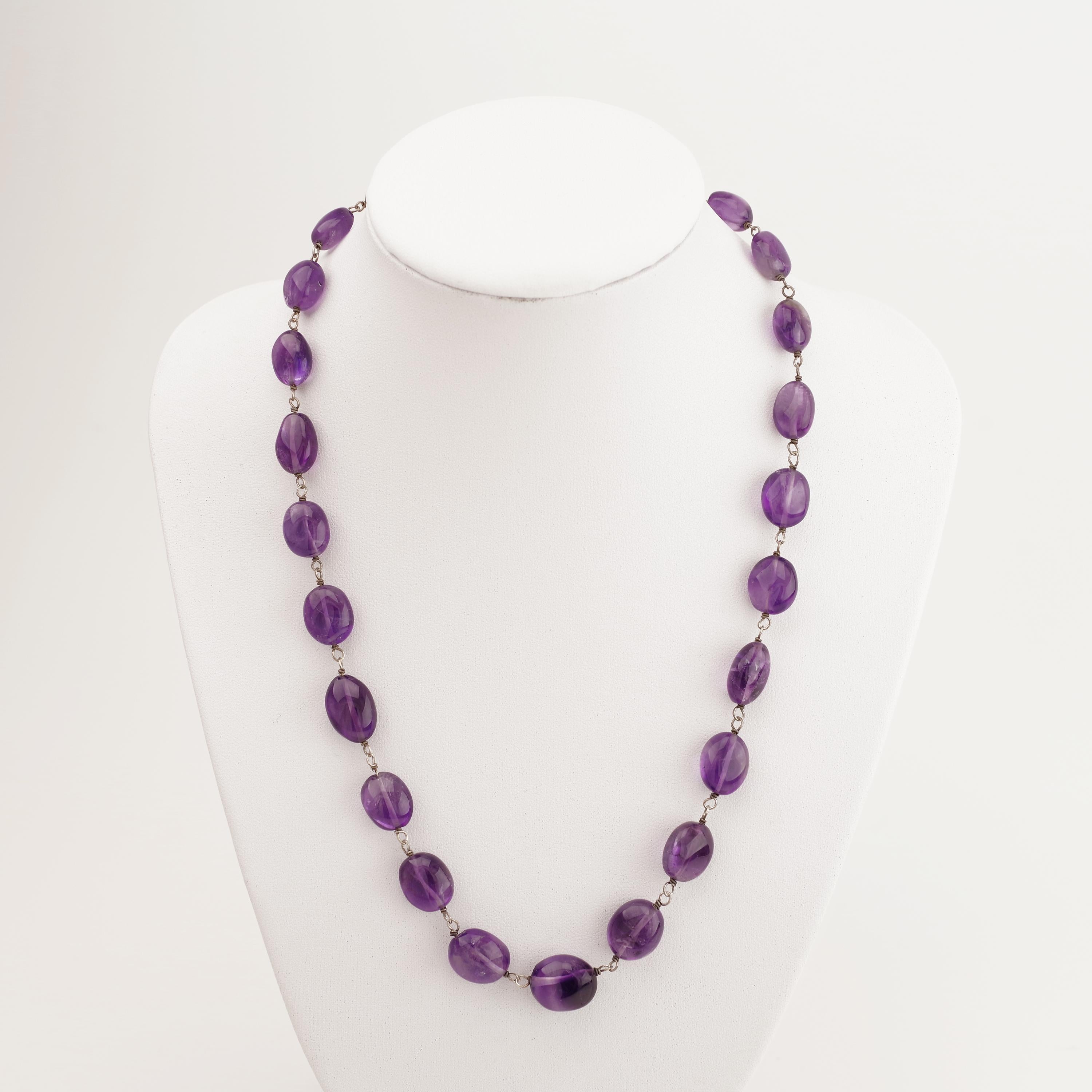 Amethyst Bead Necklace Arts & Crafts Era 7