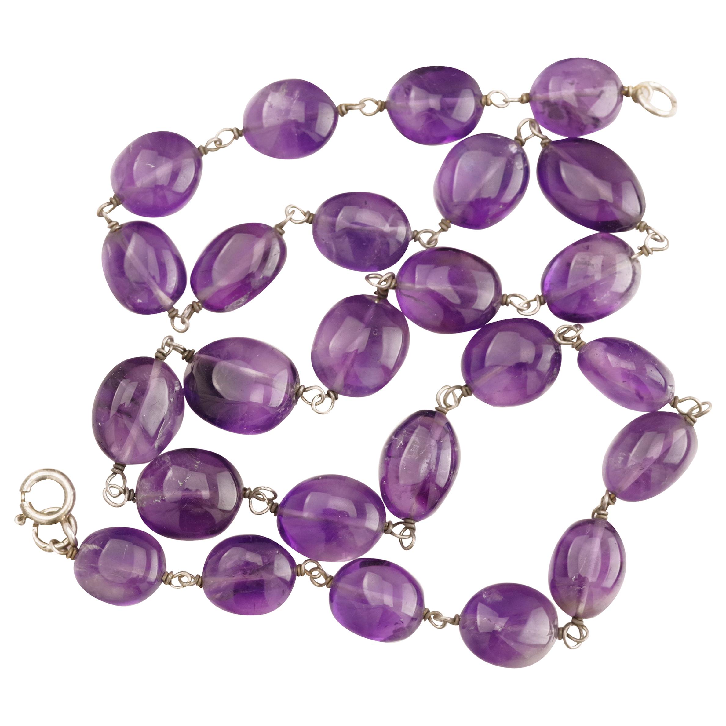 Amethyst Bead Necklace Arts & Crafts Era