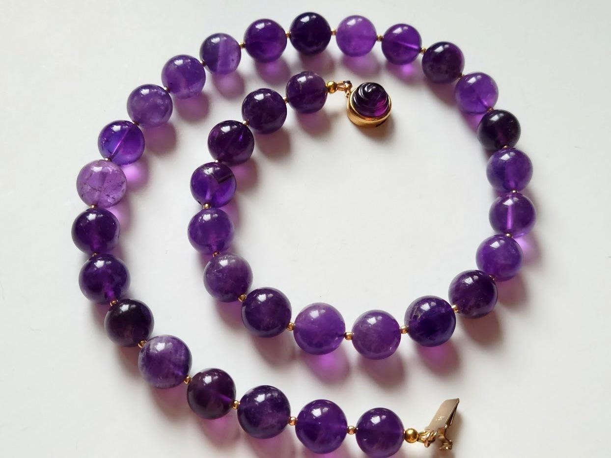 Women's Amethyst Beaded Necklace  For Sale