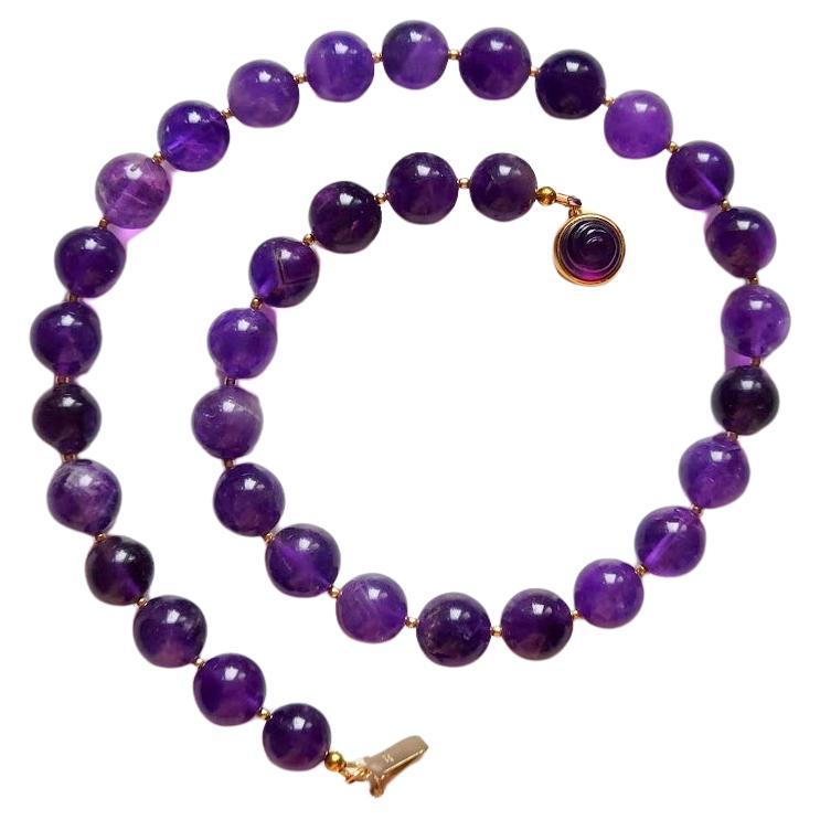 Amethyst Beaded Necklace  For Sale