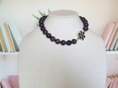 Amethyst Beaded Necklace with Amethyst Silver Clasp