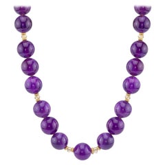 Amethyst Beads with Citrine and 14 Karat Gold Spacers Necklace