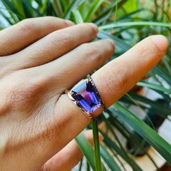 Amethyst and Black Diamond Pera Ring in Rose Gold by Selin Kent
