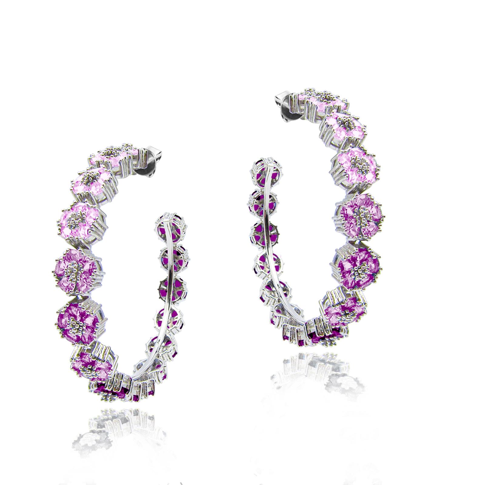Designed in NYC 

.925 Sterling Silver 15 x 7 mm Amethyst Blossom Large Gentile Gemstone Hoops. No matter the season, allow natural beauty to surround you wherever you go. Blossom gentile large gemstone hoops: 

High-polish finish
Medium-weight 
15
