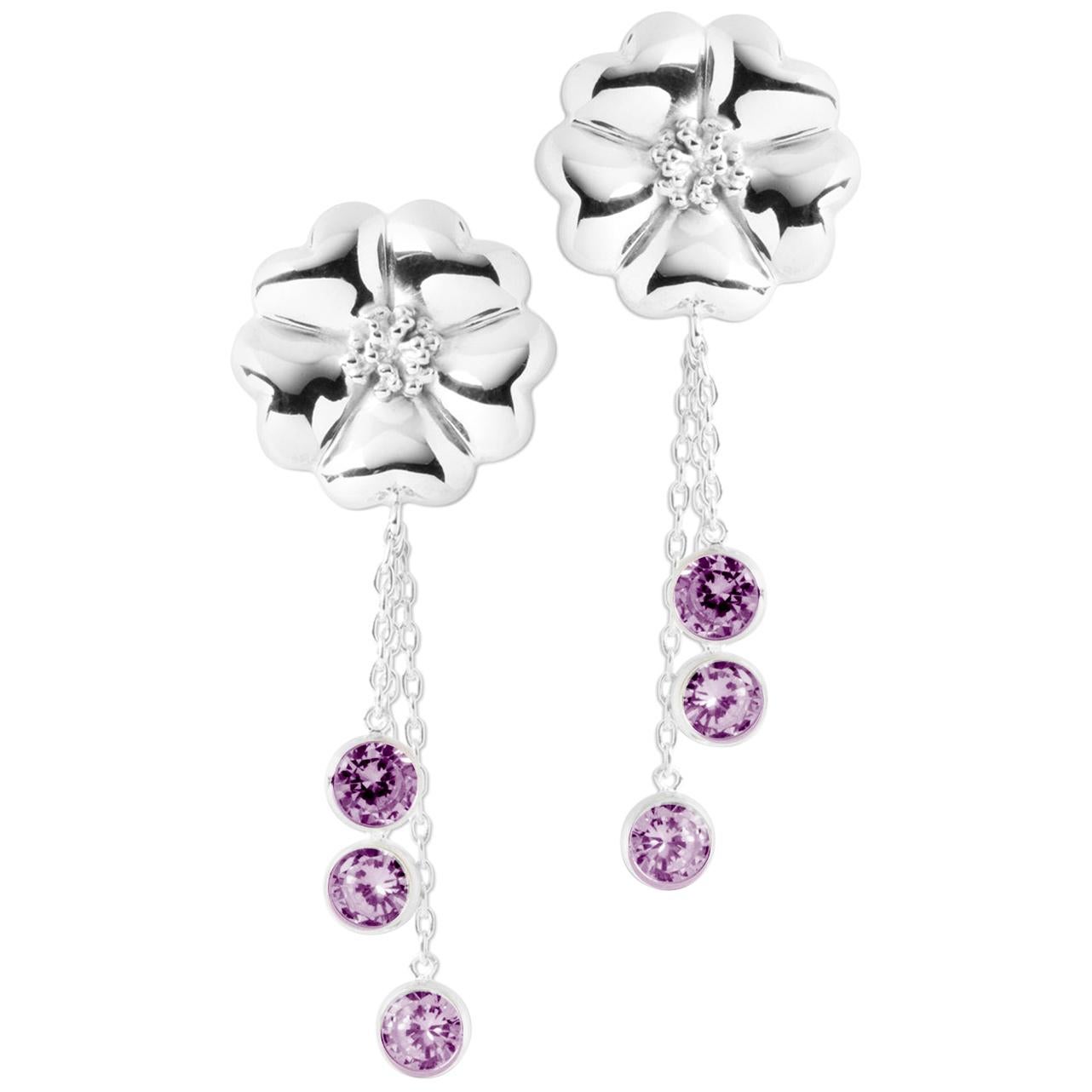Amethyst Blossom Mixed Stone Drop Earrings For Sale (Free Shipping) at 1stDibs
