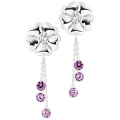 Amethyst Blossom Graduated Stone Drop Earrings