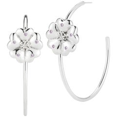 Amethyst Blossom Pave Open Hoops