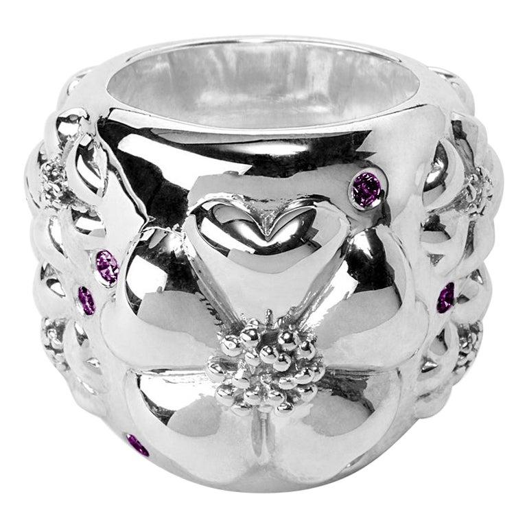 For Sale:  Amethyst Blossom Pave Statement Dome Ring
