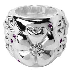 Amethyst Blossom Pave Statement Dome Ring