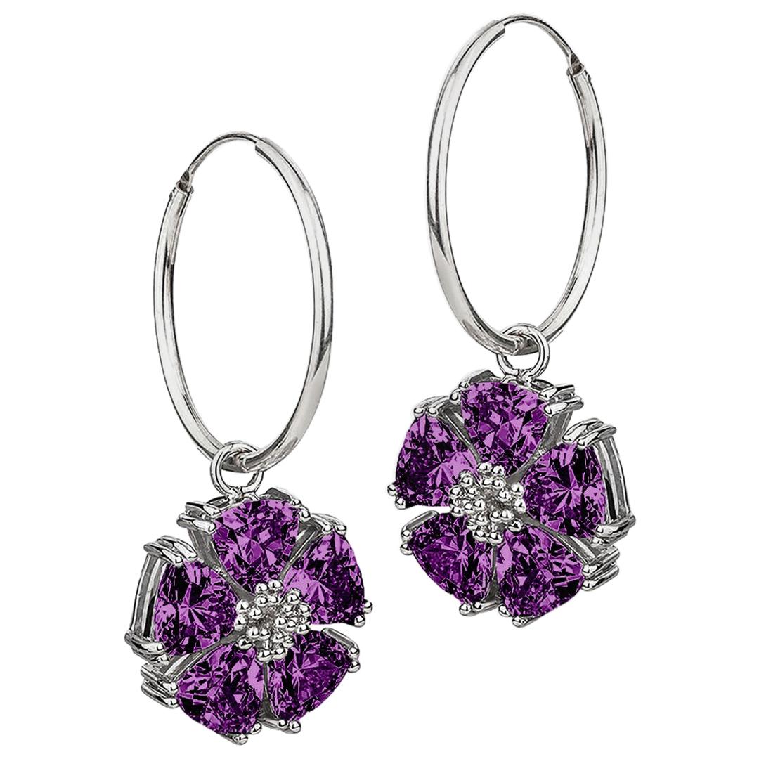 Amethyst Blossom Stone Dangle Hoops For Sale