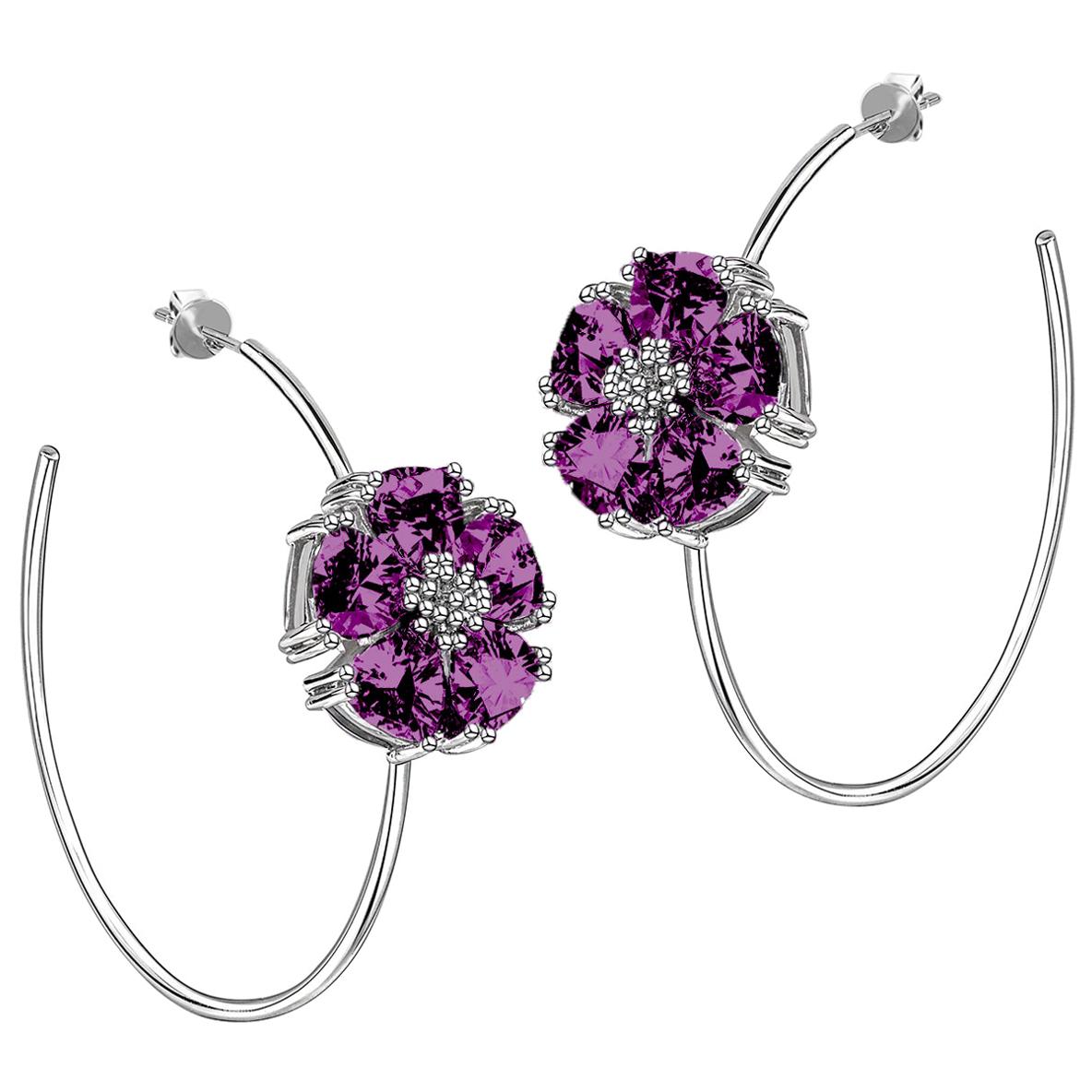 Amethyst Blossom Stone Open Hoops For Sale