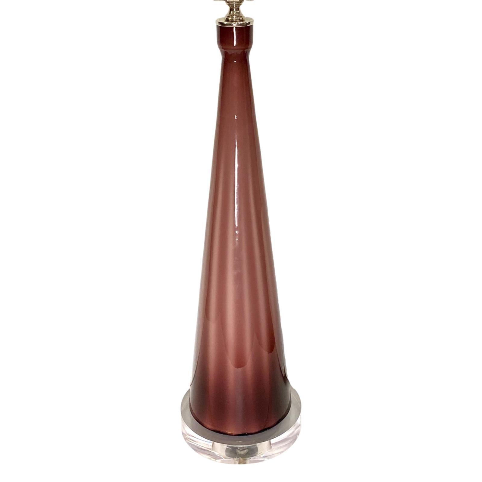 Italian Amethyst Blown Glass Table Lamp For Sale