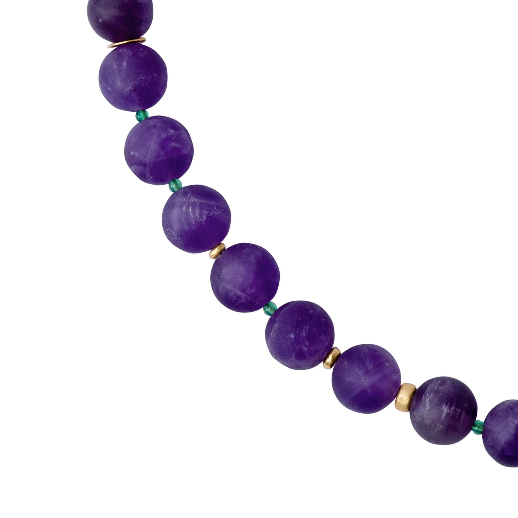 Amethyst & Blue Ceramic Gold Chain Necklace -by Bombyx House In New Condition For Sale In Westport, CT