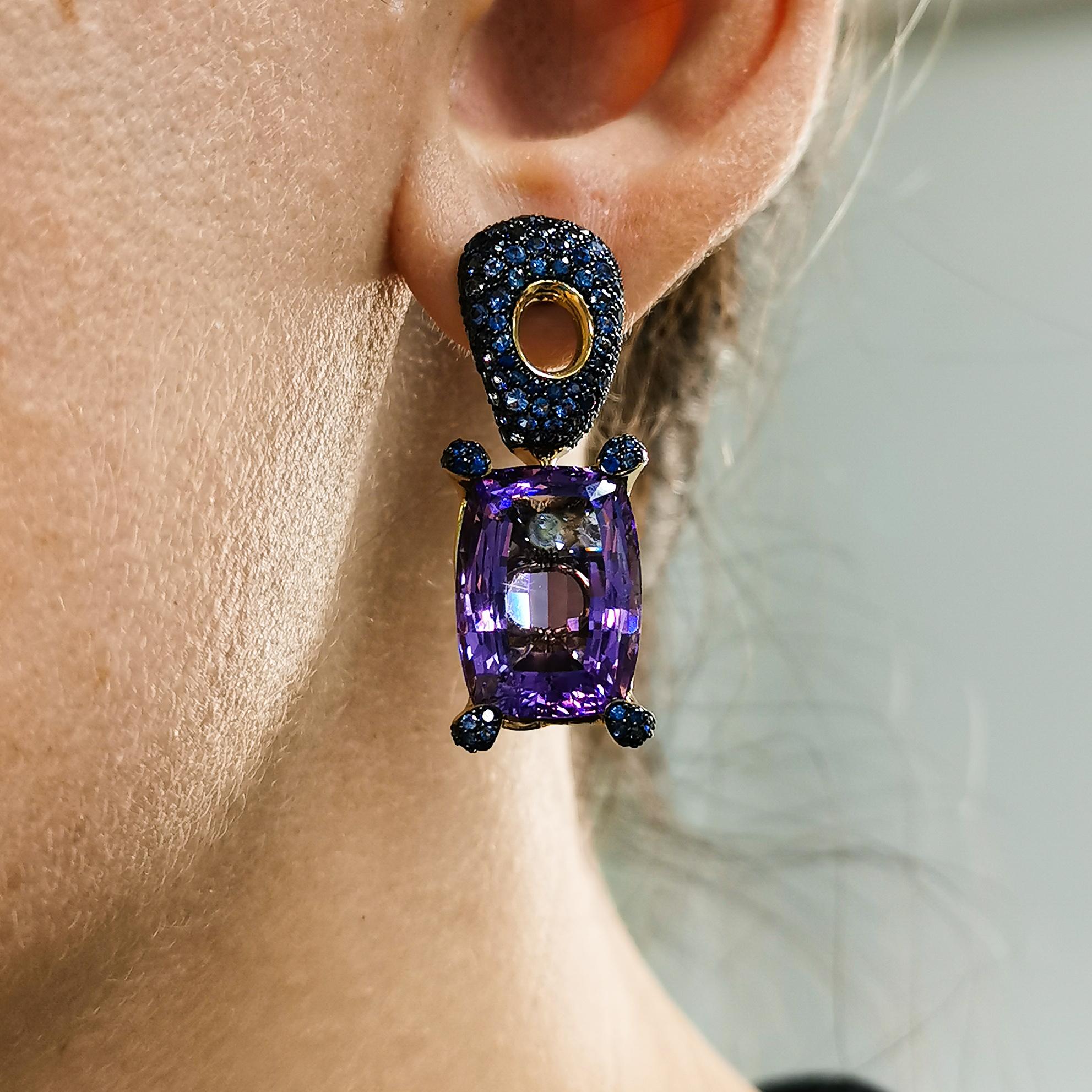 Amethyst Blue Sapphires 18 Karat Yellow Gold Suite 4