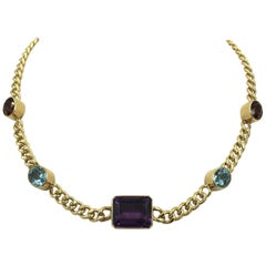 Amethyst, Blue Topaz and Citrine Necklace